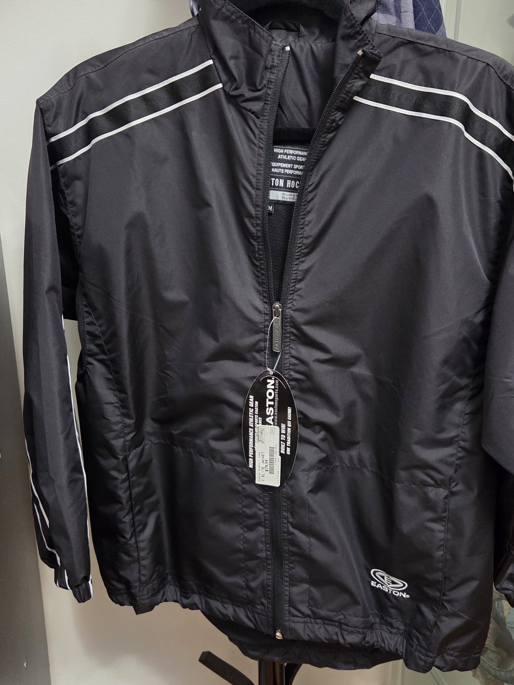 Easton Youth's Black Windbreaker Jacket with White Piping